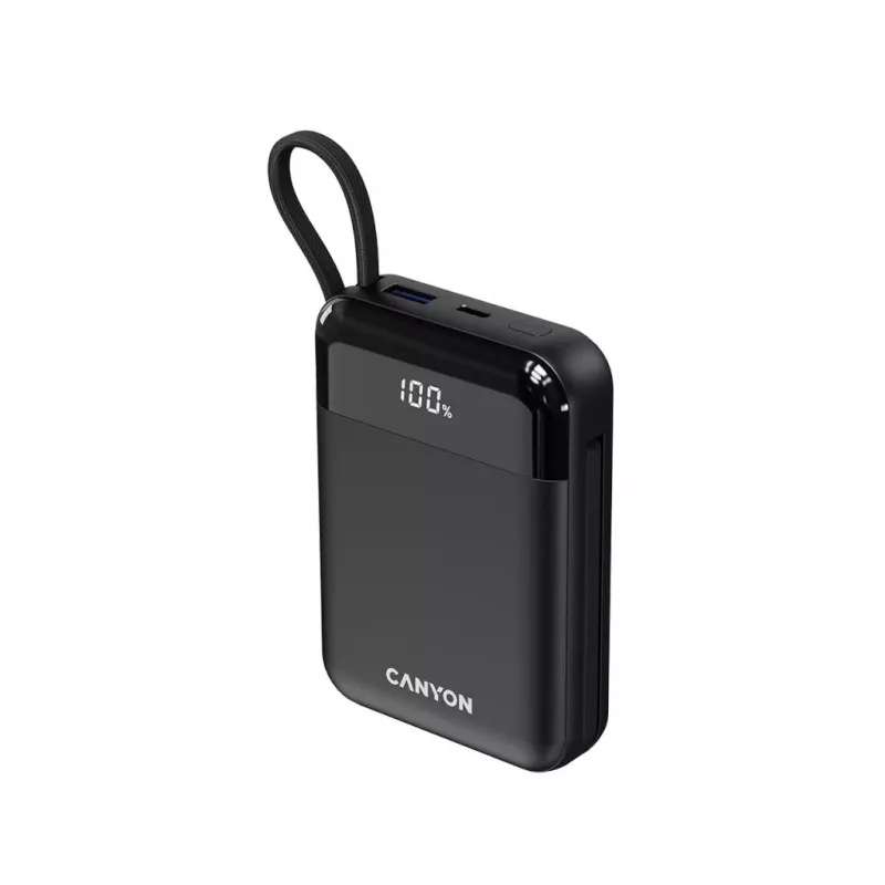 Canyon OnPower 104 10000 mAh power bank con cavo USB-C e Lightning nero