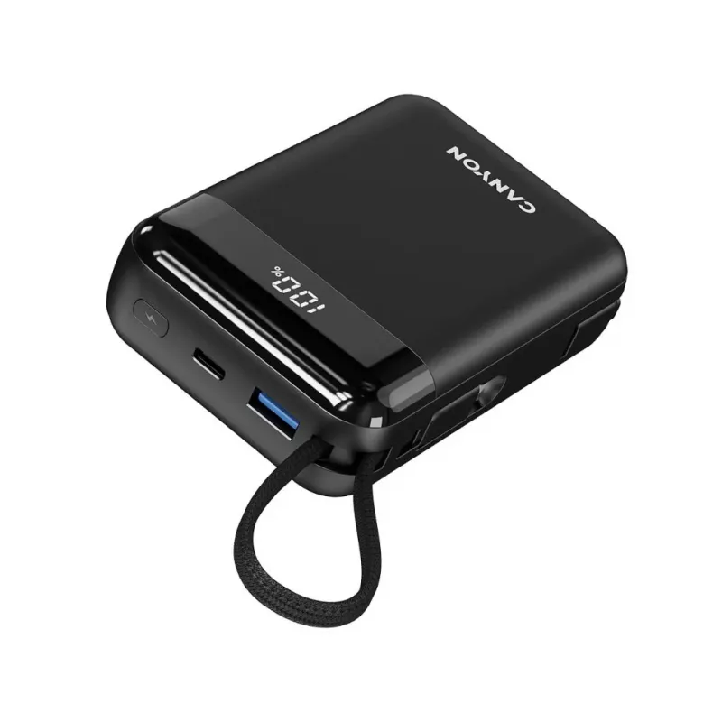 Canyon OnPower 204 20000 mAh power bank con cavi USB-C e Lightning, nero