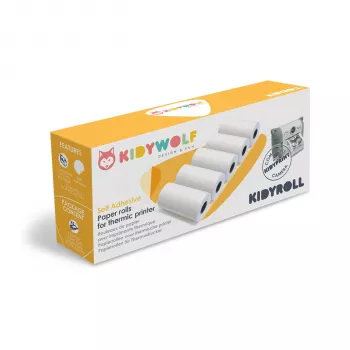 KIDYWOLF Rotoli termici adesivi confezione da 5 - 57 mm x 30 mm bianchi