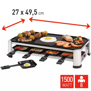 FRITEL RG 2170 grill raclette acciaio inox cromo/nero 1200 W 8 persone