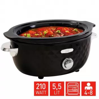FRITEL Family slow cooker 5,5 litri 210W nero/cromo