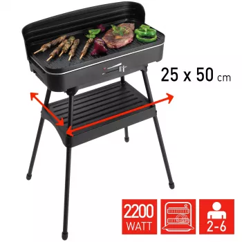 FRITEL Starter BBQ 2246 grill elettrico con supporto, 2200 W, nero