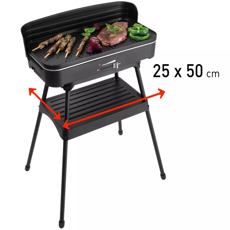 FRITEL Starter BBQ 2246 grill elettrico con supporto, 2200 W, nero