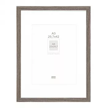 Deknudt S66KH3 P1 DIN A3 29.7x42 cm cornice in legno grigia con passe-partout bianco