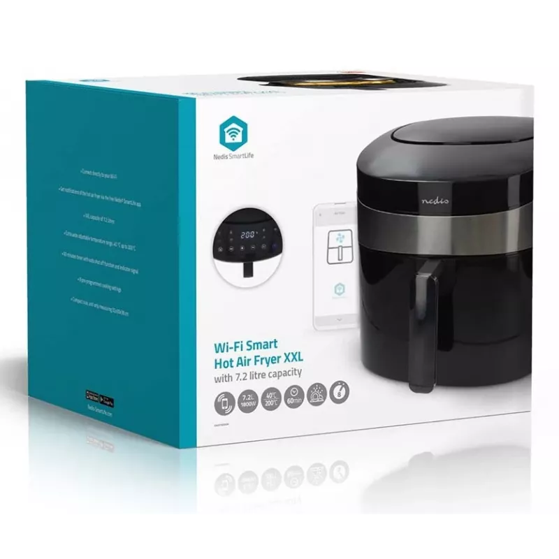 Nedis SmartLife KAAF180BKW friggitrice ad aria 7,2 L, nera