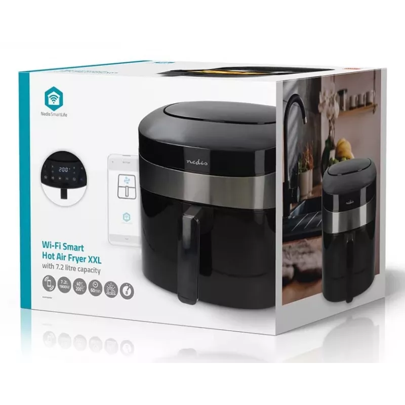 Nedis SmartLife KAAF180BKW friggitrice ad aria 7,2 L, nera