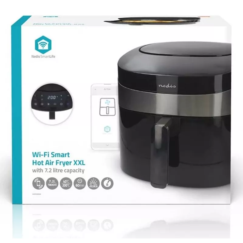 Nedis SmartLife KAAF180BKW friggitrice ad aria 7,2 L, nera