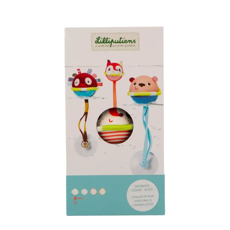 Lilliputiens set di 3 palline da bagno con ventose