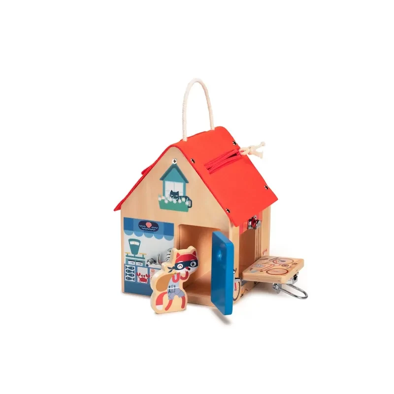 Lilliputiens Georges the Fox casa attività in legno con serrature