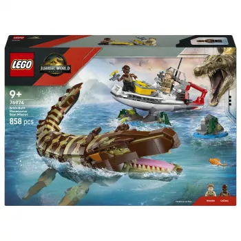 LEGO Jurassic World 76974 Missione sulla barca e modello Mosasaurus