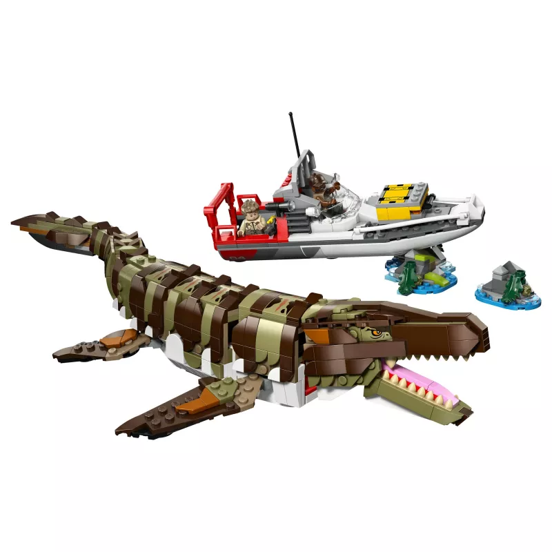 LEGO Jurassic World 76974 Missione sulla barca e modello Mosasaurus