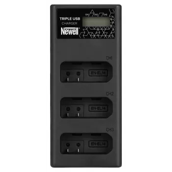 Caricabatterie a 3 canali Newell CD-USB-C per Nikon EN-EL14