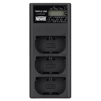 Caricabatterie a tre canali Newell CD-USB-C per batterie Canon LP-E6
