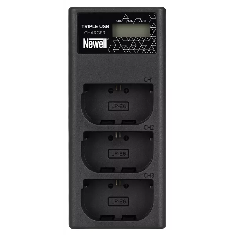 Caricabatterie a tre canali Newell CD-USB-C per batterie Canon LP-E6