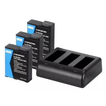 Caricabatterie a tre canali Newell SDC-USB-C e 3 batterie BCX-204 per DJI Osmo Action