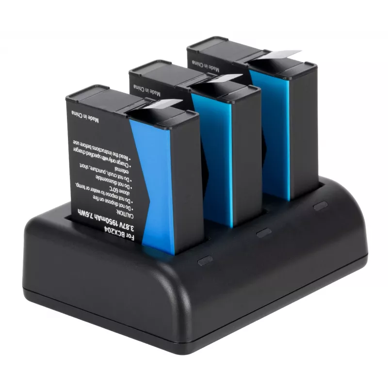 Caricabatterie a tre canali Newell SDC-USB-C e 3 batterie BCX-204 per DJI Osmo Action