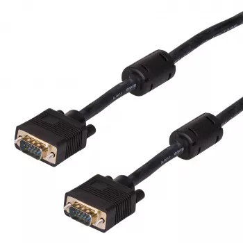 Akyga AK-AV-09 cavo VGA D-Sub 15 poli, maschio a maschio, 2 nuclei in ferrite, 15 m, nero
