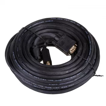 Akyga AK-AV-09 cavo VGA D-Sub 15 poli, maschio a maschio, 2 nuclei in ferrite, 15 m, nero