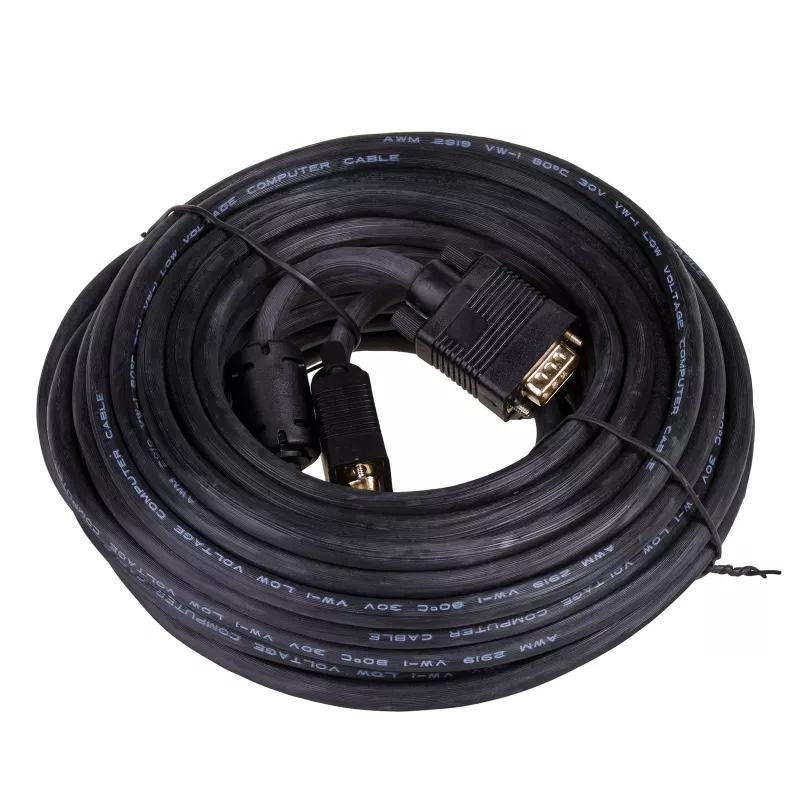 Akyga AK-AV-09 cavo VGA D-Sub 15 poli, maschio a maschio, 2 nuclei in ferrite, 15 m, nero