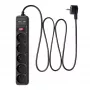 Akyga AK-SP-05U ciabatta con protezione da sovratensione, 5x CEE 7/5 (tipo E), 2x USB-A, 1,8 m, nero