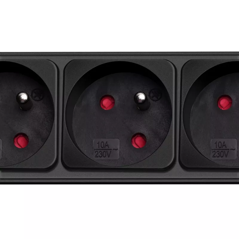 Akyga AK-SP-05U ciabatta con protezione da sovratensione, 5x CEE 7/5 (tipo E), 2x USB-A, 1,8 m, nero