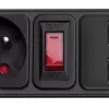 Akyga AK-SP-05U ciabatta con protezione da sovratensione, 5x CEE 7/5 (tipo E), 2x USB-A, 1,8 m, nero