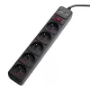 Akyga AK-SP-05U ciabatta con protezione da sovratensione, 5x CEE 7/5 (tipo E), 2x USB-A, 1,8 m, nero