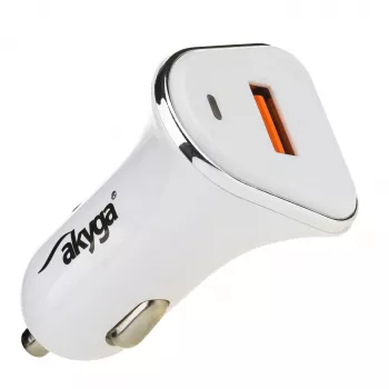 Akyga AK-CH-07 caricabatterie da auto 12/24V 18W USB-A Quick Charge 3.0 5-12V / 1.5-3A bianco