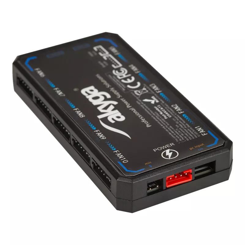 Akyga AK-CA-73 controller per ventole RGB con telecomando, 12 connessioni (10 ventole + 2 strisce LED), alimentazione Molex