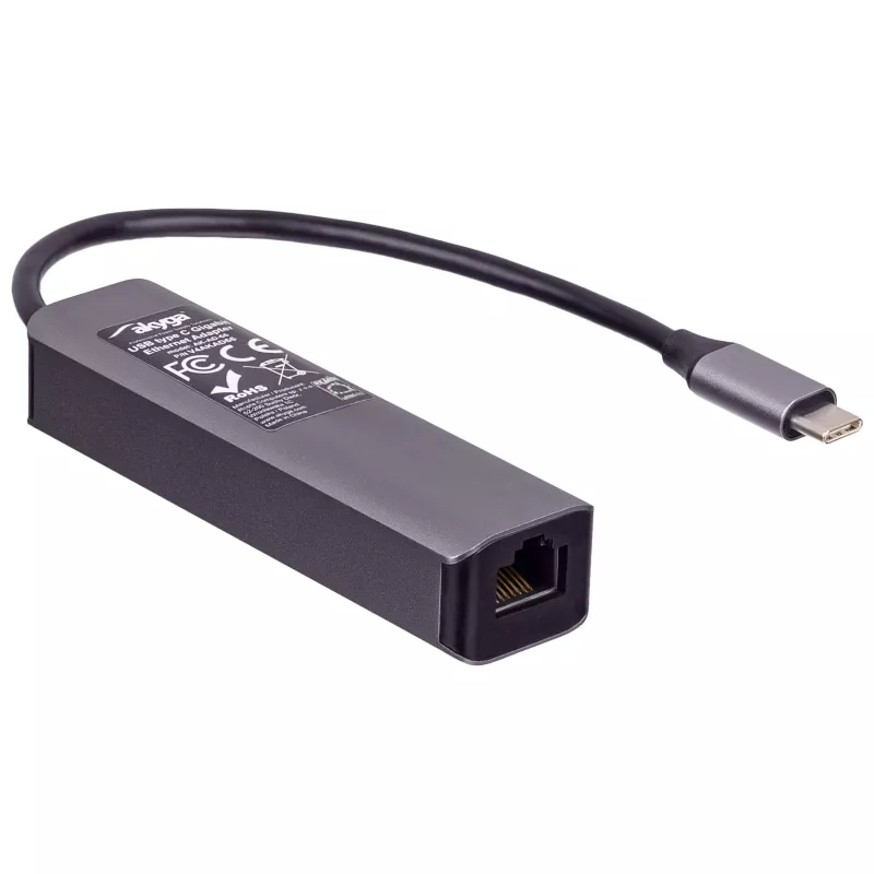 Hub USB-C Akyga AK-AD-66 con 3x USB 3.0 e Gigabit Ethernet, 15 cm, nero