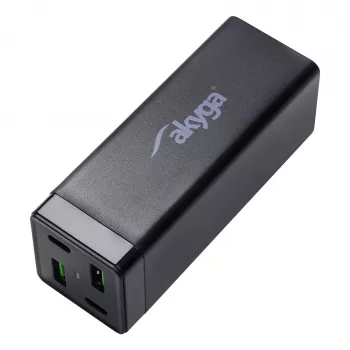 Caricabatterie USB Akyga Charge Brick AK-CH-17 65 W, 2 x USB-C PD + 2 x USB-A QC 4+, nero