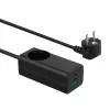 Caricabatterie USB GaN Akyga AK-CH-21 65 W, 2 x USB-C + USB-A, con presa, 1,5 m, nero
