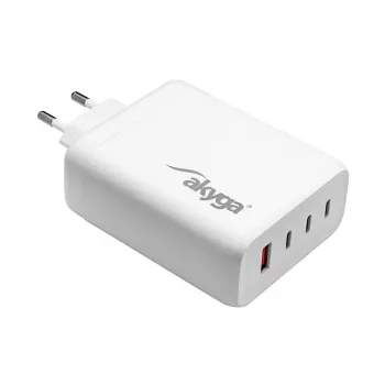 Caricabatterie USB GaN Akyga AK-CH-24 140 W, 3 x USB-C PD + USB-A, bianco