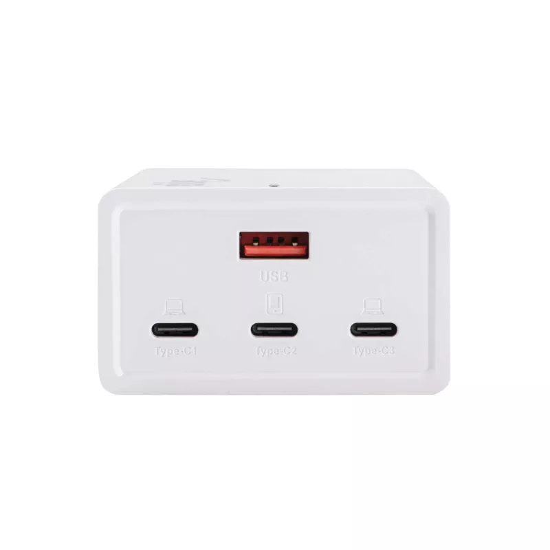 Caricabatterie USB da tavolo GaN Akyga AK-CH-25 140 W, 3 x USB-C PD + USB-A, bianco