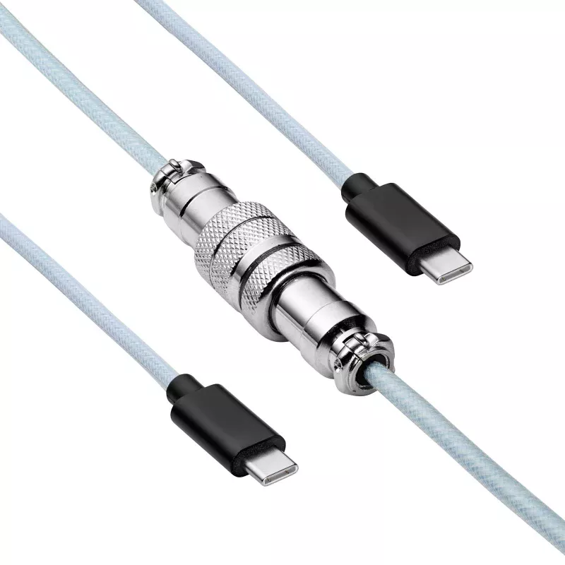 Cavo spiralato Aviator USB-C a USB-C Akyga AK-USB-49 con connettore GX16, USB 2.0, 3 m, bianco