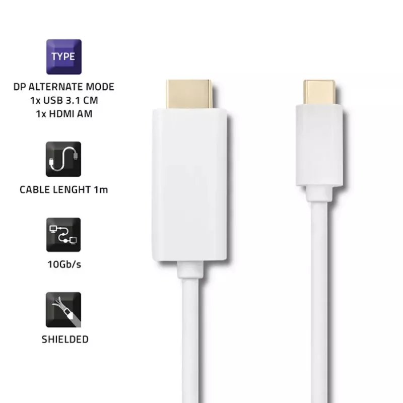 Qoltec Cavo Adattatore USB 3.1 Type-C Maschio a HDMI Type A Maschio, 4K, Alternate Mode, 1m, Nero