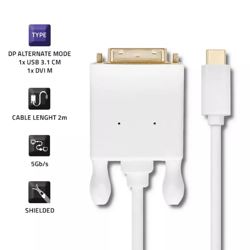 Qoltec Cavo Adattatore USB 3.1 Type-C Maschio a DVI-D Maschio 2m 4K