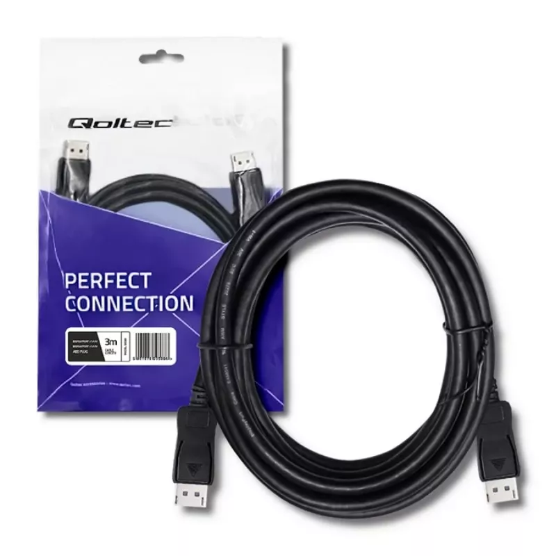 Qoltec Cavo DisplayPort 1.4 Maschio a Maschio 3m 8K Nero