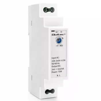 Qoltec Alimentatore per Guida DIN 15W 24V 0.625A Grigio
