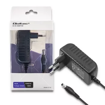 Qoltec Alimentatore 18W 9V 2A 5,5x2,1mm spina EU nero