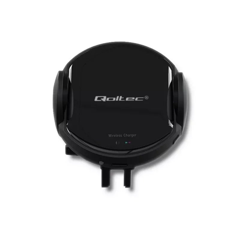 Qoltec PRO Caricabatterie wireless per auto con supporto IR 15W QC 3.0 USB Type-C nero