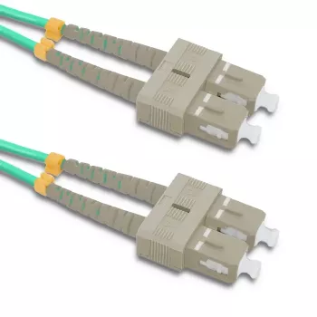 Qoltec Cavo patch in fibra ottica SC/UPC a SC/UPC duplex multimodale OM4, 5m, aqua
