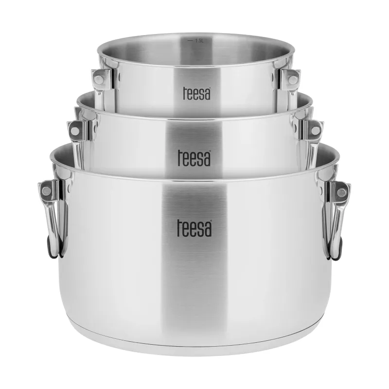 TEESA COOK PRIME set di 6 pentole, acciaio inox, adatto all'induzione