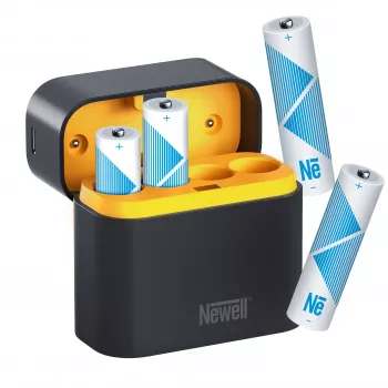 Newell caricabatterie Li-Ion a 4 canali + 4 batterie ricaricabili AA 2200 mAh Li-Ion