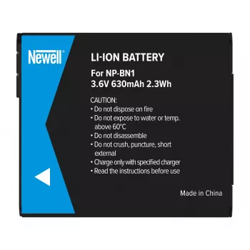 Newell batteria ricaricabile NP-BN1 per fotocamere Sony, 630mAh, 3,7V, Li-Ion, nero