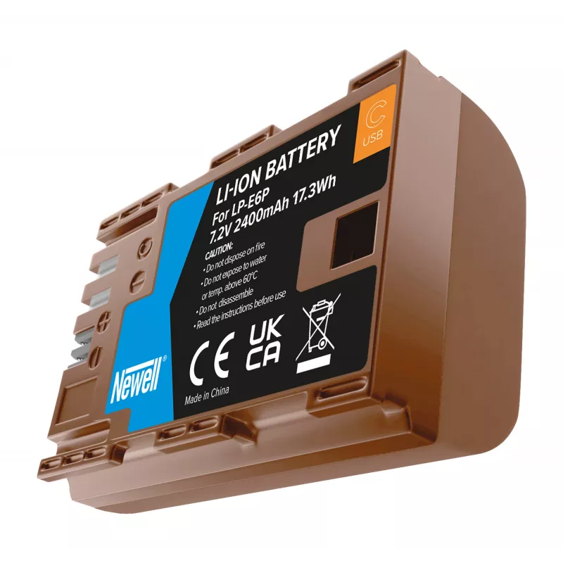 Batteria ricaricabile sostitutiva Newell LP-E6P con USB-C per Canon