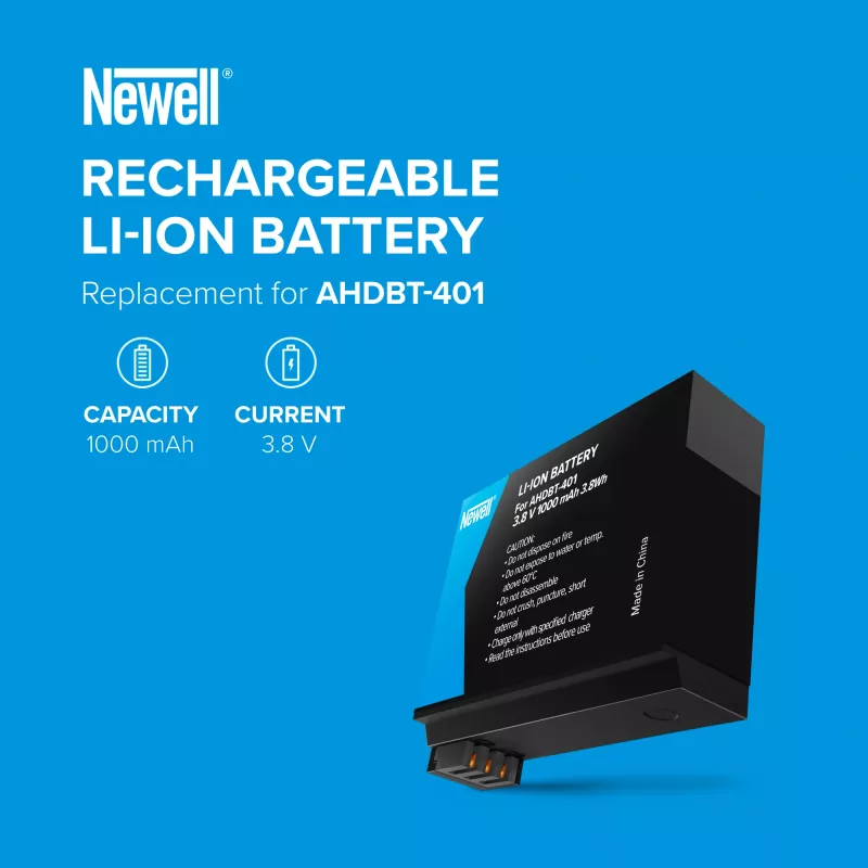Newell batteria ricaricabile di ricambio AHDBT-401 per GoPro HERO4 Black/Silver