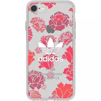 Adidas Apple iPhone 6/6s/7/8 custodia trasparente Flowers rossa