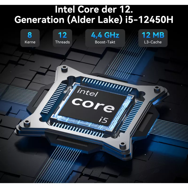 GEEKOM IT12 Mini PC, Intel Core i7-1260P, 16GB RAM, 500GB SSD, Windows 11 Pro, blu