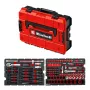 EINHELL-KWB E-Case valigetta portautensili auto, 121 pezzi (nero/rosso, con set di utensili per meccanici hobbisti)
